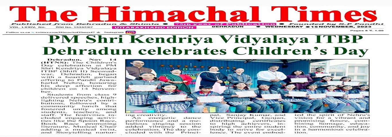 PM SHRI KV ITBP CELEBRATES CHILDREN'S DAY ON 14-11-2023